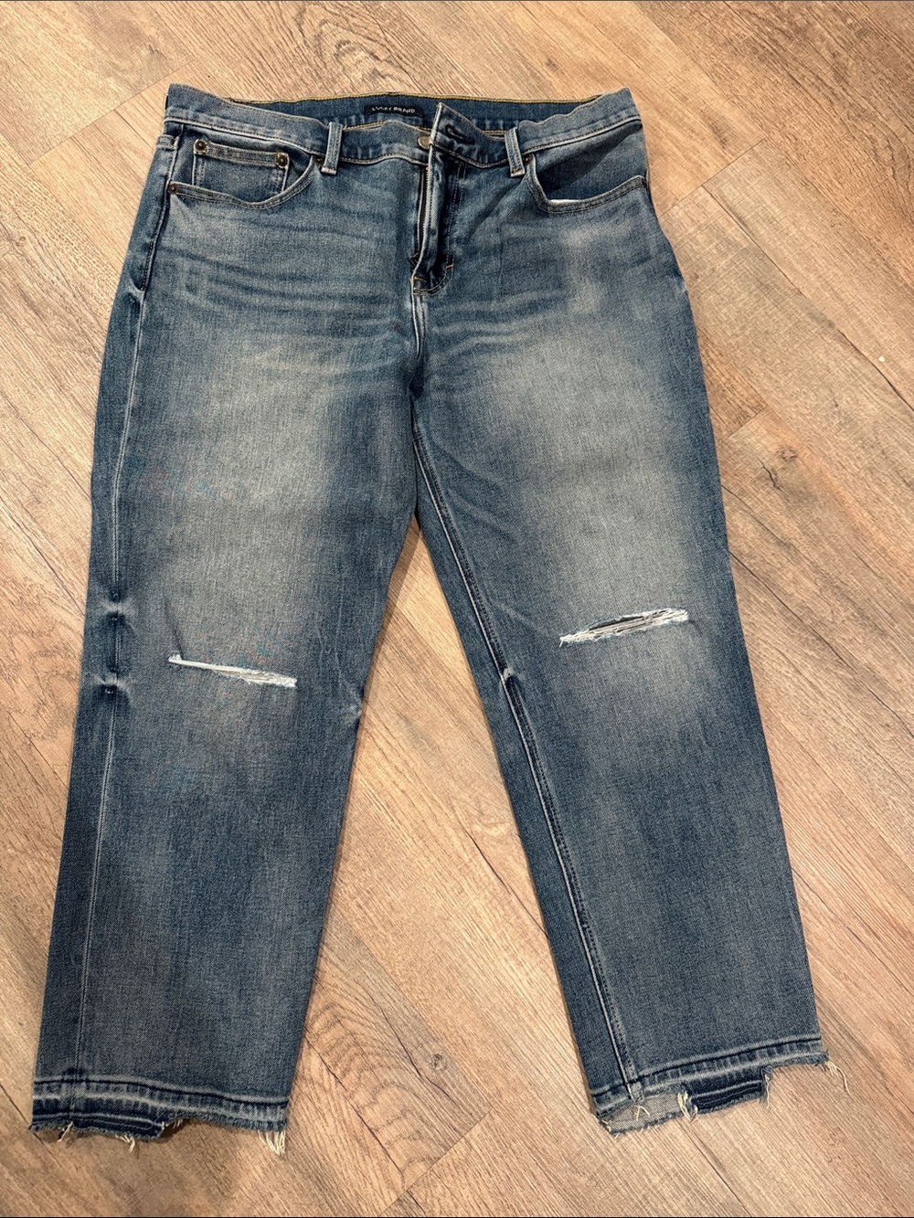 Men's Blue Distressed Straight-Leg Jeans